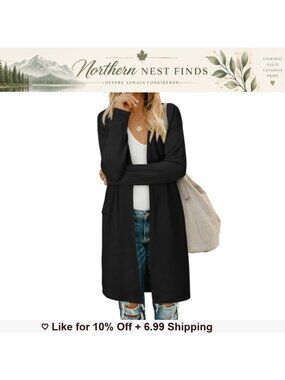 Women's Open Front Long Cardigan Lightweight Sweater with Pockets